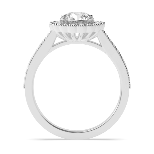 4 Prong Round Miligrain Halo Engagement Ring