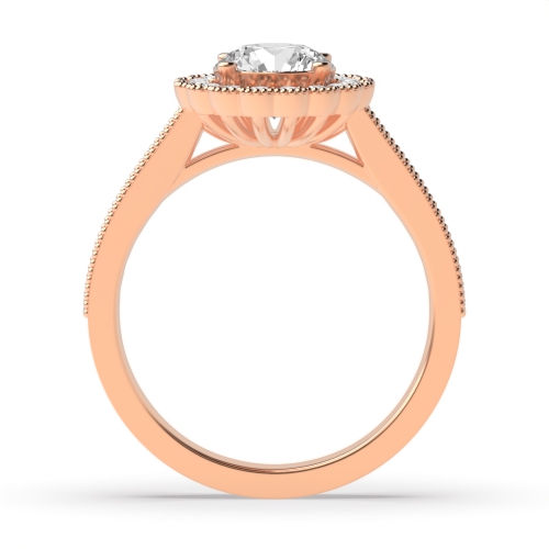 4 Prong Round Rose Gold Miligrain Vintage Wedding Engagement Rings