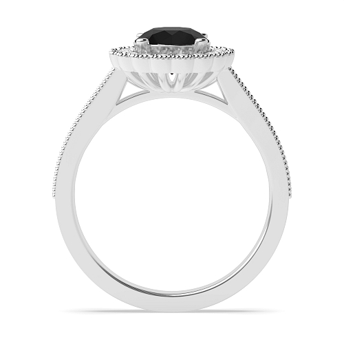 4 Prong Round Miligrain Black Diamond Engagement Rings