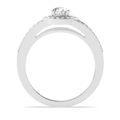 4 Prong Split Shank Lab Grown Diamond Halo Engagement Ring