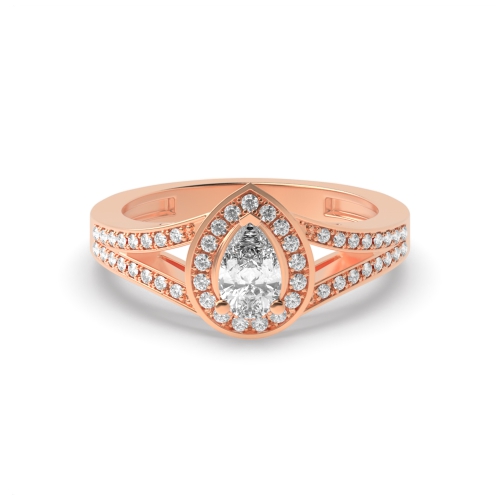 4 Prong Rose Gold Split shank Halo Engagement Rings