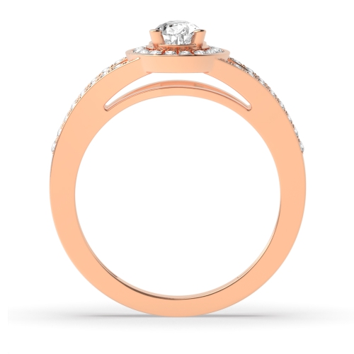 4 Prong Rose Gold Split shank Halo Engagement Rings