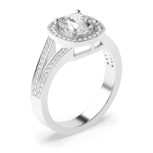 Cushion Split shank Halo Engagement Rings