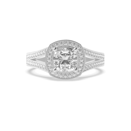 Cushion Split shank Halo Engagement Rings