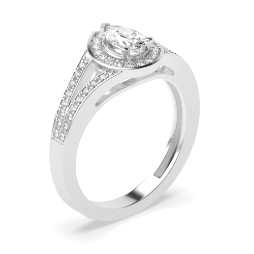 4 Prong Split shank Halo Engagement Rings