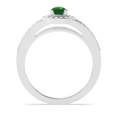 4 Prong Split shank Emerald Halo Engagement Rings