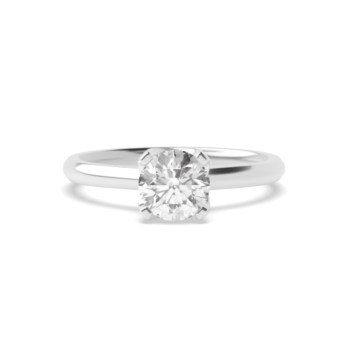 4 Prong Round Unusual Setting Solitaire Engagement Ring