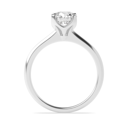 4 Prong Round Unusual Setting Solitaire Engagement Ring