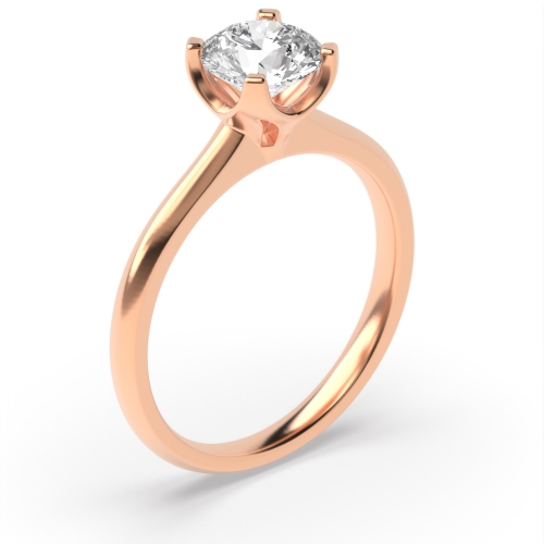 4 Prong Round Rose Gold Unusual setting Engagement Rings