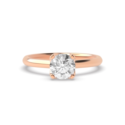 4 Prong Round Rose Gold Unusual setting Engagement Rings