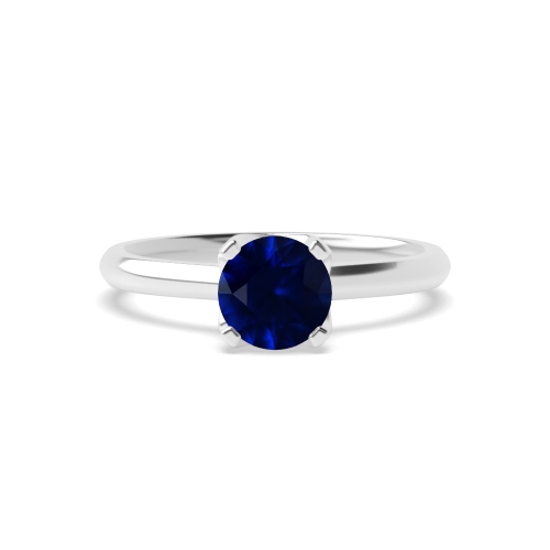 4 Prong Round Unusual setting Blue Sapphire Engagement Rings