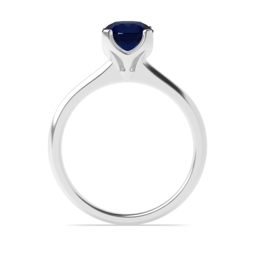 4 Prong Round Unusual setting Blue Sapphire Engagement Rings