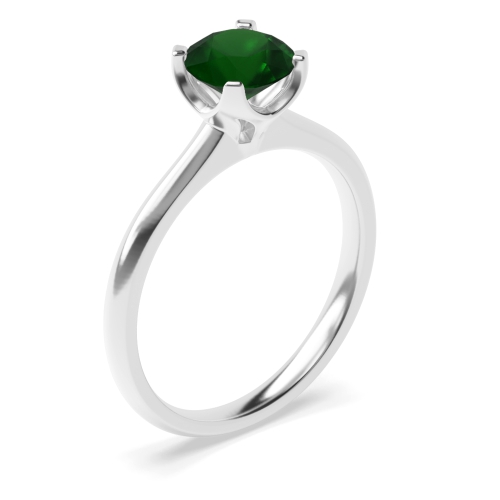 4 Prong Round Unusual setting Emerald Engagement Rings