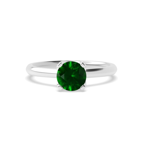 4 Prong Round Unusual setting Emerald Engagement Rings