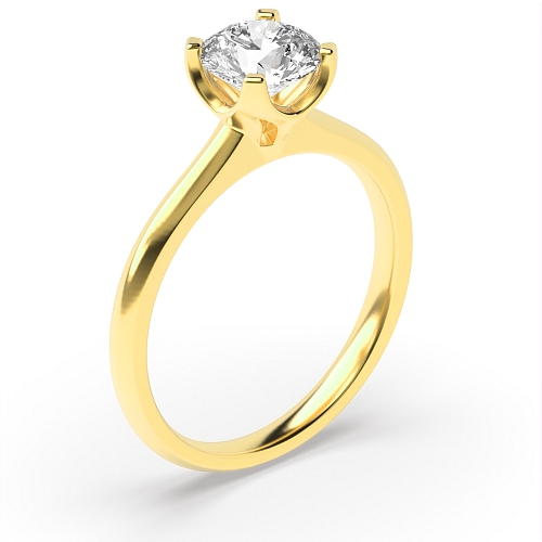 Round Yellow Gold Unusual setting Engagement Rings