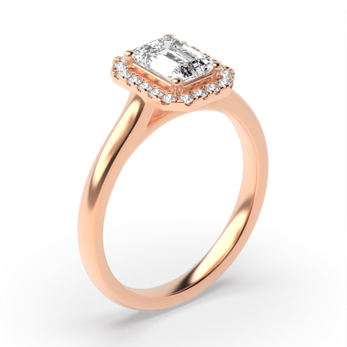 Prong Setting Radiant Shape Plain Shoulder Halo Diamond Engagement Rings