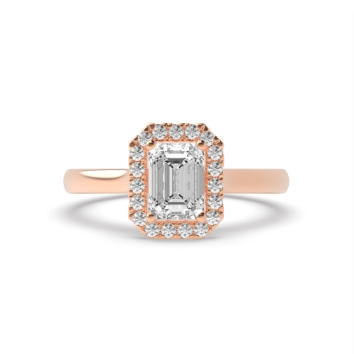 4 Prong Radiant Rose Gold Classic mid set Halo Engagement Rings