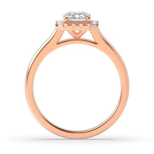 4 Prong Radiant Rose Gold Classic mid set Halo Engagement Rings