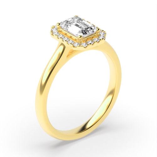 4 Prong Radiant Yellow Gold Classic mid set Engagement Rings