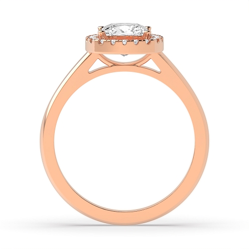 4 Prong Princess Rose Gold Cushion shaped Halo Engagement Rings