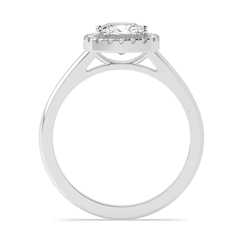 4 Prong Princess Platinum Cushion shaped Halo Engagement Rings