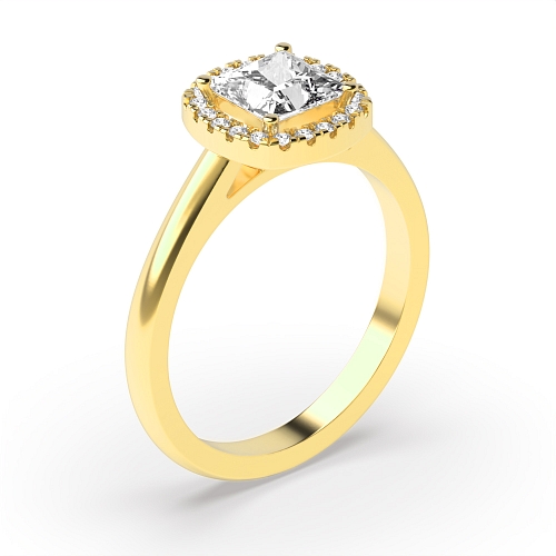 4 Prong Princess Yellow Gold Cushion shaped Engagement Rings