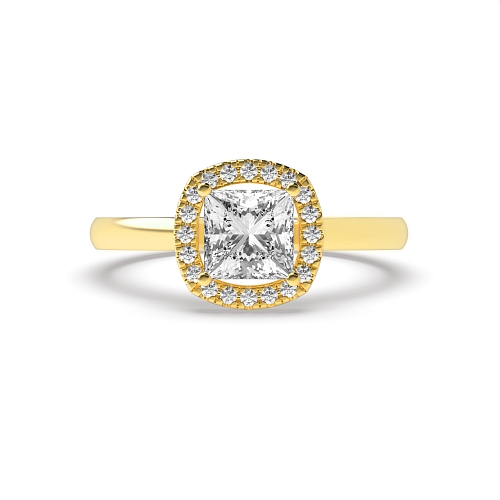 4 Prong Princess Yellow Gold Cushion shaped Engagement Rings