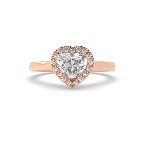 Prong Heart Rose Gold Classic high set Halo Engagement Rings