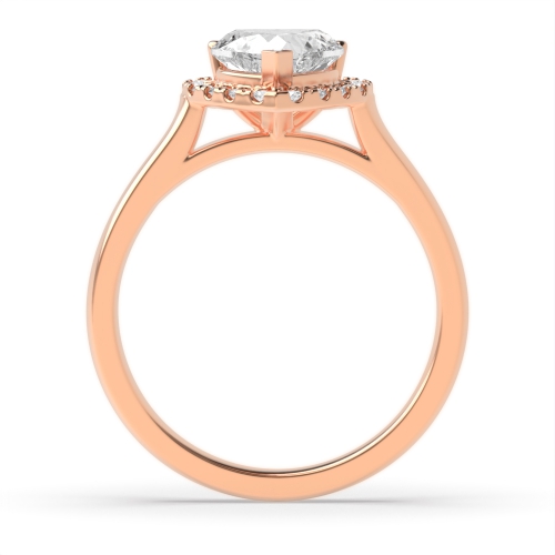 Prong Heart Rose Gold Classic high set Halo Engagement Rings
