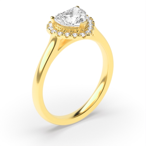 Prong Heart Yellow Gold Classic high set Engagement Rings