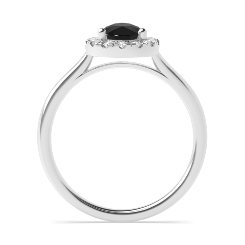 Prong Pear Classic Plain Black Diamond Halo Engagement Ring