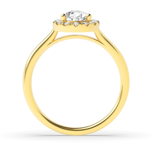 Prong Pear Yellow Gold Halo Engagement Ring