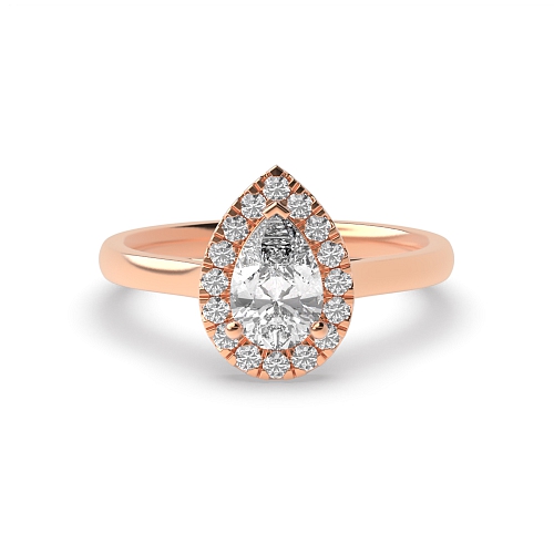 3 Prong Rose Gold Classic low set Halo Engagement Rings