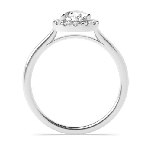 Prong Pear Platinum Classic Plain Halo Engagement Ring