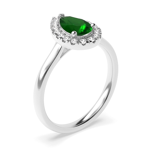 3 Prong Classic low set Emerald Halo Engagement Rings
