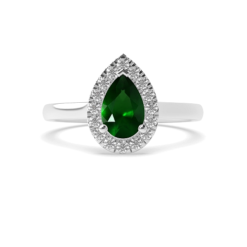 3 Prong Classic low set Emerald Halo Engagement Rings