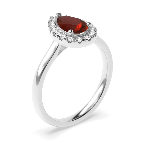 3 Prong Classic low set Garnet Halo Engagement Rings