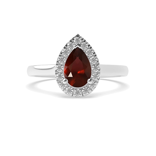 3 Prong Classic low set Garnet Halo Engagement Rings