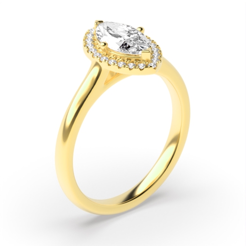 Prong Setting Marquise Shape Plain Shoulder Halo Diamond Engagement Rings
