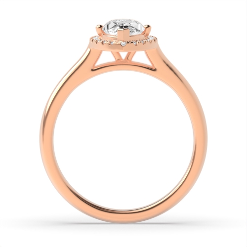 4 Prong Marquise Rose Gold Classic plain Halo Engagement Rings