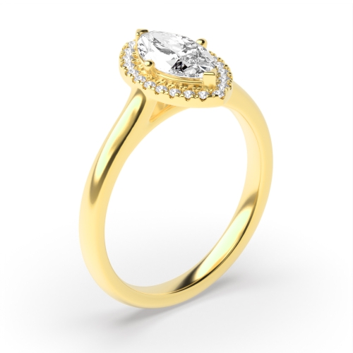 4 Prong Marquise Yellow Gold Classic plain Engagement Rings