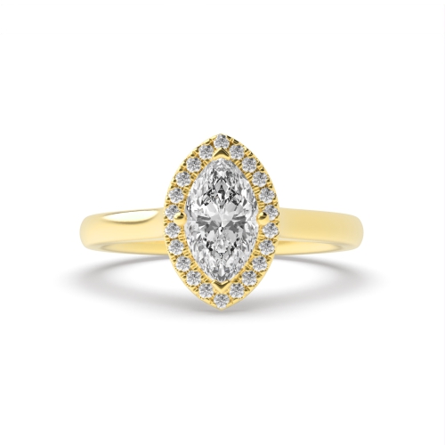 4 Prong Marquise Yellow Gold Classic plain Engagement Rings