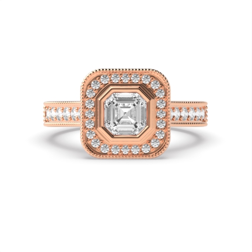 Bezel Setting Asscher Rose Gold Vintage Wedding Engagement Rings
