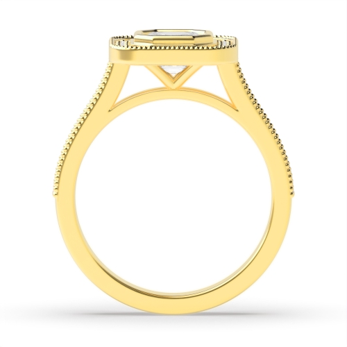 Bezel Setting Asscher Yellow Gold Antique Engagement Rings