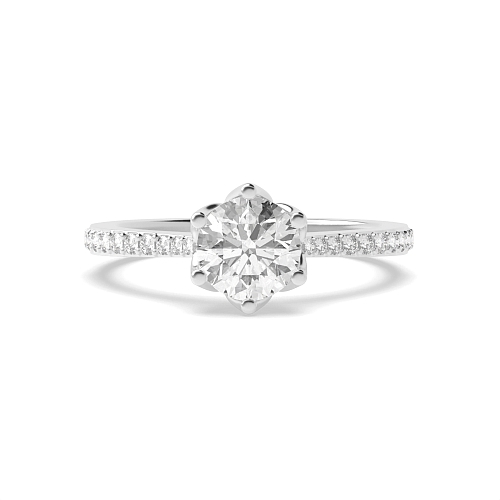 6 Prong Round Flower basket Moissanite Engagement Rings
