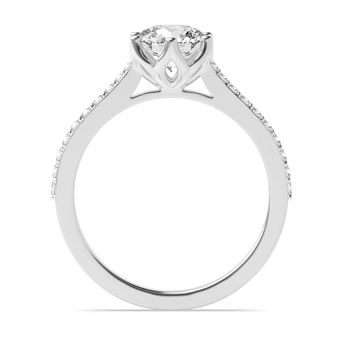 6 Prong Round Flower basket Moissanite Engagement Rings
