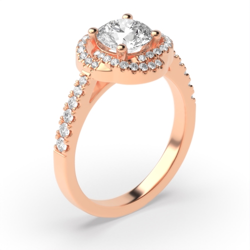 Bezel Setting Round Shape Modern inter locking Halo Diamond Engagement Rings