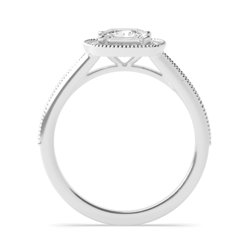 4 Prong Princess Tapered Up Shoulder Halo Engagement Ring