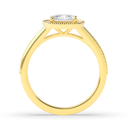 4 Prong Princess Yellow Gold Tapered up shoulder Antique Engagement Rings