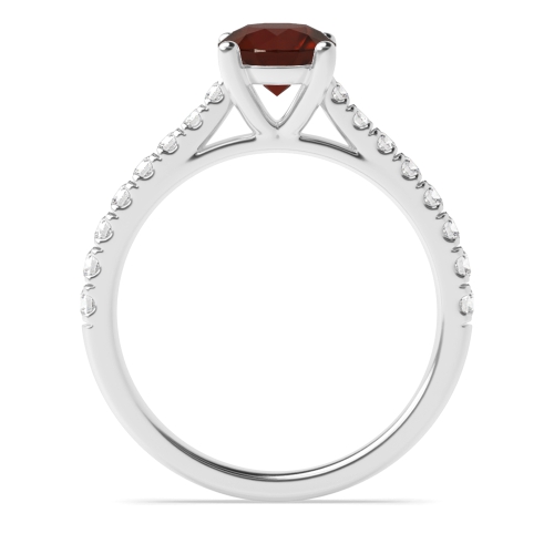 4 Prong Round Tappered Shoulder Pave set Garnet Engagement Rings
